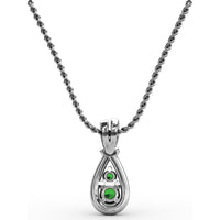 Teardrop Pendant with Pear-Shaped Emerald and Pavé Diamond Halo by Fana - 0.45 Carat Total Gemstone Weight