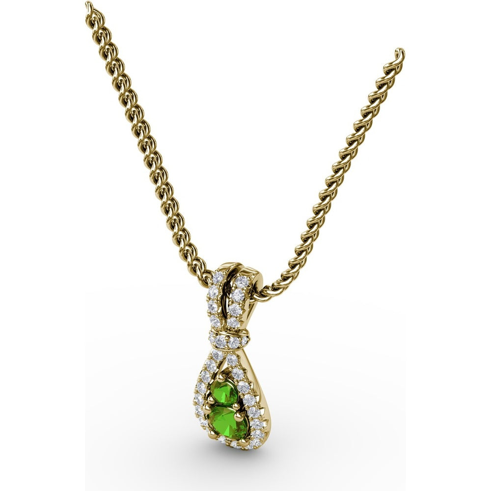 Teardrop Pendant with Pear-Shaped Emerald and Pavé Diamond Halo by Fana - 0.45 Carat Total Gemstone Weight