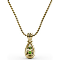 Teardrop Pendant with Pear-Shaped Emerald and Pavé Diamond Halo by Fana - 0.45 Carat Total Gemstone Weight