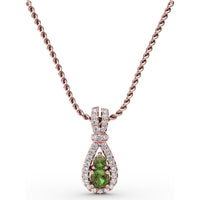 Teardrop Pendant with Pear-Shaped Emerald and Pavé Diamond Halo by Fana - 0.45 Carat Total Gemstone Weight