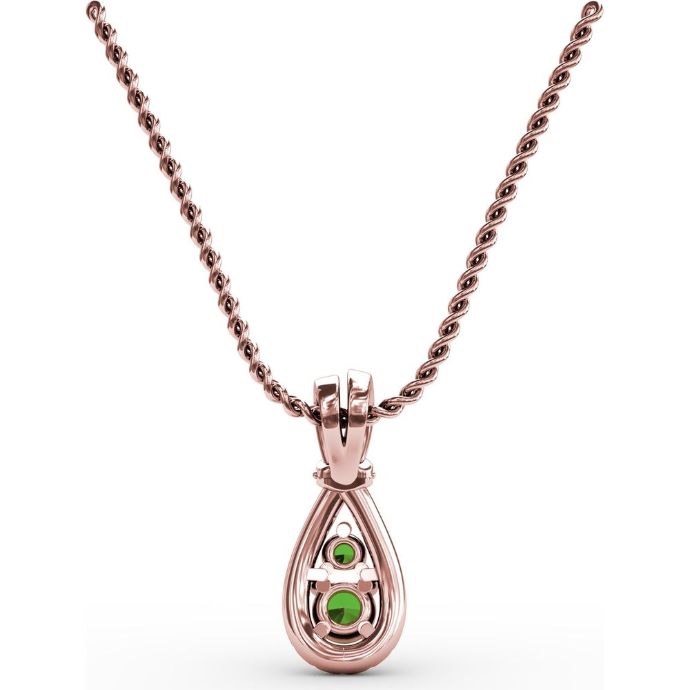 Teardrop Pendant with Pear-Shaped Emerald and Pavé Diamond Halo by Fana - 0.45 Carat Total Gemstone Weight