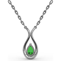 Teardrop Pendant with Pear-Shaped Emerald and Pavé Diamond Halo by Fana - 0.94 Carat Total Gemstone Weight