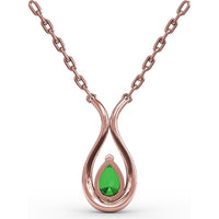 Teardrop Pendant with Pear-Shaped Emerald and Pavé Diamond Halo by Fana - 0.94 Carat Total Gemstone Weight