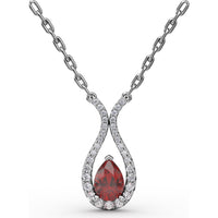 Teardrop Pendant with Pear-Shaped Ruby and Pavé Diamond Accents by Fana - 1.08 Carat Total Gemstone Weight