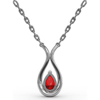 Teardrop Pendant with Pear-Shaped Ruby and Pavé Diamond Accents by Fana - 1.08 Carat Total Gemstone Weight