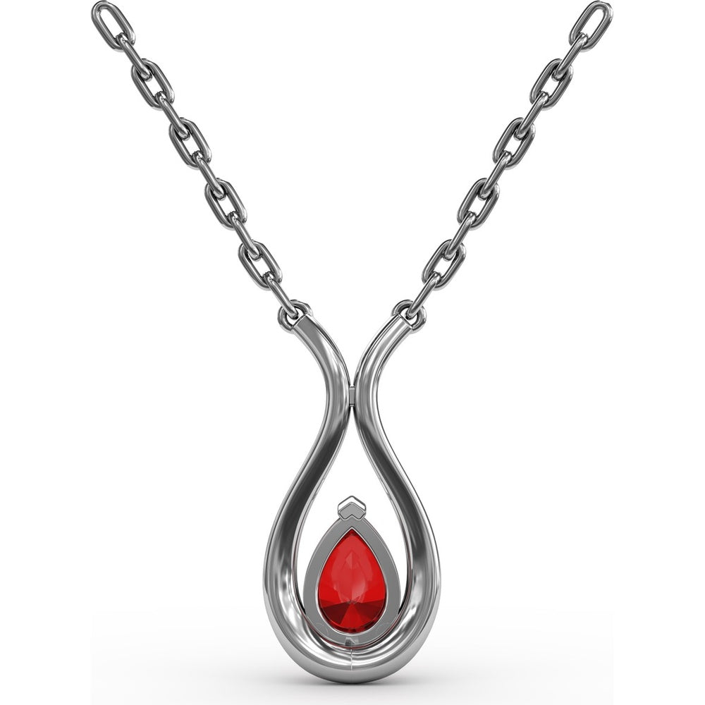 Teardrop Pendant with Pear-Shaped Ruby and Pavé Diamond Accents by Fana - 1.08 Carat Total Gemstone Weight