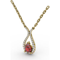 Teardrop Pendant with Pear-Shaped Ruby and Pavé Diamond Accents by Fana - 1.08 Carat Total Gemstone Weight