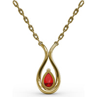 Teardrop Pendant with Pear-Shaped Ruby and Pavé Diamond Accents by Fana - 1.08 Carat Total Gemstone Weight