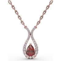 Teardrop Pendant with Pear-Shaped Ruby and Pavé Diamond Accents by Fana - 1.08 Carat Total Gemstone Weight