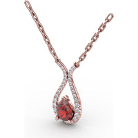 Teardrop Pendant with Pear-Shaped Ruby and Pavé Diamond Accents by Fana - 1.08 Carat Total Gemstone Weight