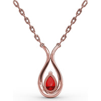 Teardrop Pendant with Pear-Shaped Ruby and Pavé Diamond Accents by Fana - 1.08 Carat Total Gemstone Weight