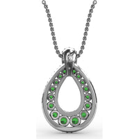 Teardrop Pendant with Round Emeralds and Pavé Diamond Halo by Fana - 1.89 Carat Total Gemstone Weight