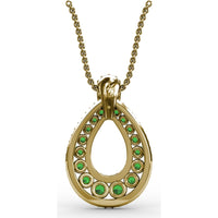 Teardrop Pendant with Round Emeralds and Pavé Diamond Halo by Fana - 1.89 Carat Total Gemstone Weight