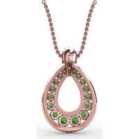 Teardrop Pendant with Round Emeralds and Pavé Diamond Halo by Fana - 1.89 Carat Total Gemstone Weight
