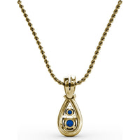 Teardrop Pendant with Round Sapphires and Diamond Halo by Fana - 0.53 Carat Total Gemstone Weight