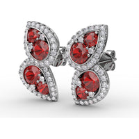 Teardrop Ruby and Diamond Halo Dangle Earrings by Fana - 2.18 Carat Total Gemstone Weight