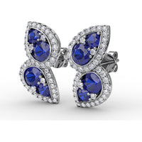 Teardrop Sapphire and Diamond Halo Earrings by Fana - 2.18 Carat Total Gemstone Weight