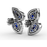 Teardrop Sapphire and Diamond Halo Earrings by Fana - 2.18 Carat Total Gemstone Weight