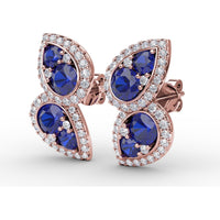Teardrop Sapphire and Diamond Halo Earrings by Fana - 2.18 Carat Total Gemstone Weight