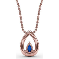 Teardrop Sapphire Pendant with Pavé Diamond Halo by Fana - 0.83 Carat Total Gemstone Weight