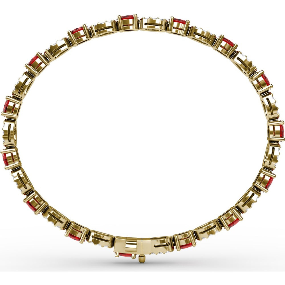 Tennis Bracelet with Alternating Oval Rubies and Pavé Diamond Clusters by Fana - 5.02 Carat Total Gemstone Weight