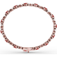 Tennis Bracelet with Alternating Oval Rubies and Pavé Diamond Clusters by Fana - 5.02 Carat Total Gemstone Weight