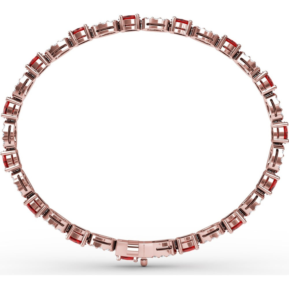 Tennis Bracelet with Alternating Oval Rubies and Pavé Diamond Clusters by Fana - 5.02 Carat Total Gemstone Weight