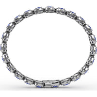Tennis Bracelet with Halo Set Oval Sapphires and Round Diamonds by Fana - 10.34 Carat Total Gemstone Weight