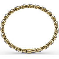 Tennis Bracelet with Halo Set Oval Sapphires and Round Diamonds by Fana - 10.34 Carat Total Gemstone Weight