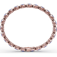 Tennis Bracelet with Halo Set Oval Sapphires and Round Diamonds by Fana - 10.34 Carat Total Gemstone Weight