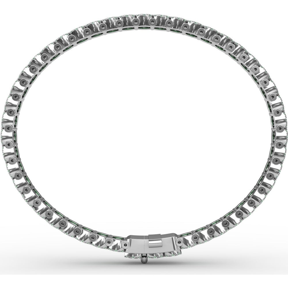Tennis Bracelet with Halo Set Round Emeralds and Pavé Diamonds by Fana - 9.45 Carat Total Gemstone Weight