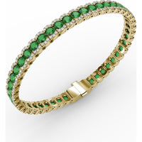 Tennis Bracelet with Halo Set Round Emeralds and Pavé Diamonds by Fana - 9.45 Carat Total Gemstone Weight