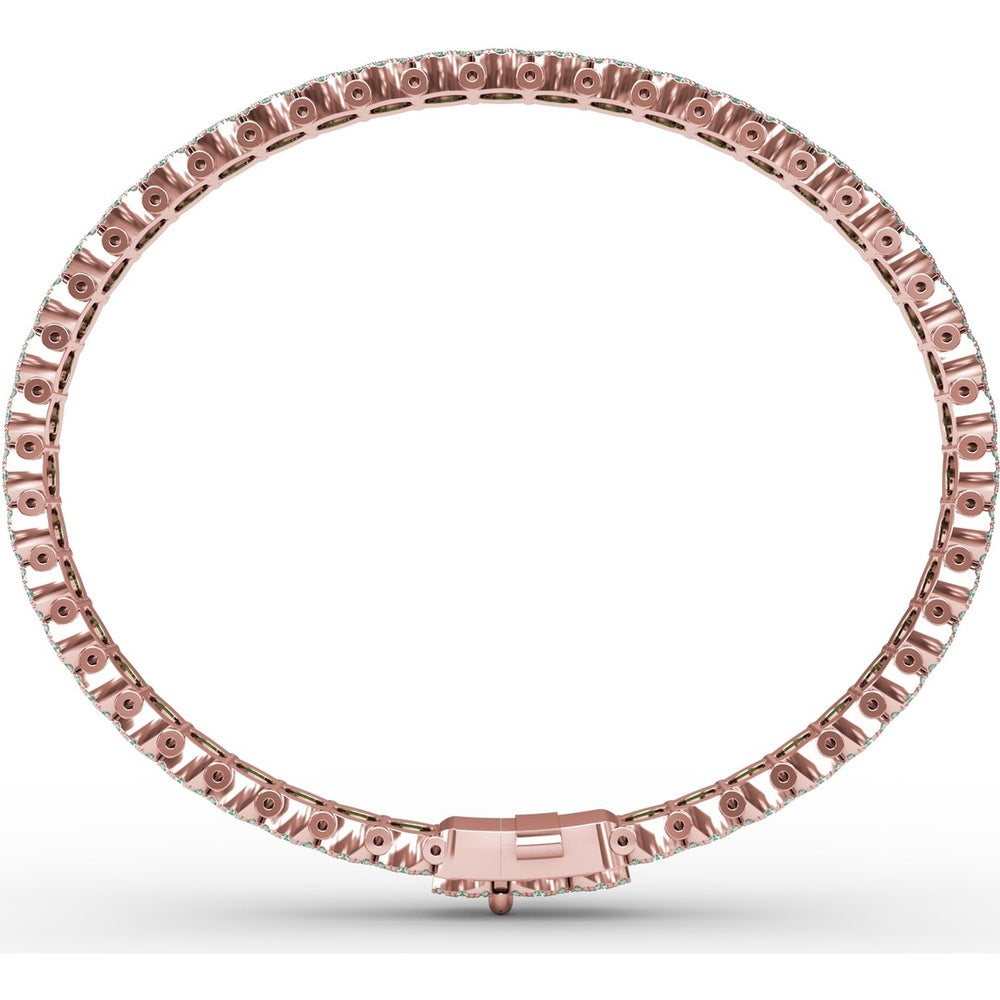Tennis Bracelet with Halo Set Round Emeralds and Pavé Diamonds by Fana - 9.45 Carat Total Gemstone Weight