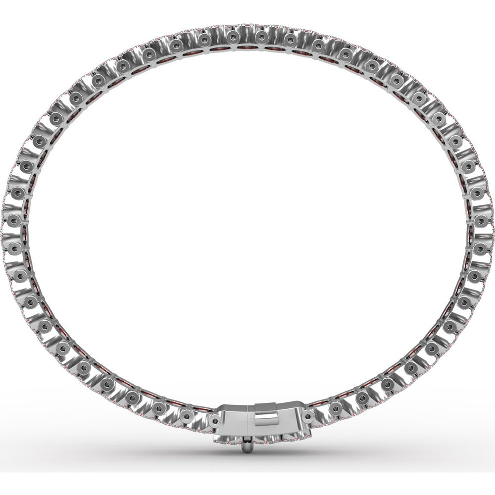 Tennis Bracelet with Halo Set Round Rubies and Diamonds by Fana - 12.60 Carat Total Gemstone Weight