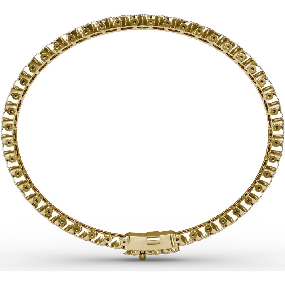 Tennis Bracelet with Halo Set Round Rubies and Diamonds by Fana - 12.60 Carat Total Gemstone Weight