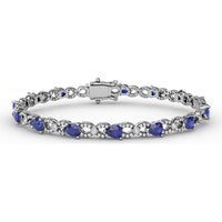 Tennis Bracelet with Pear-Shaped Sapphires and Round Diamond Accents by Fana - 6.68 Carat Total Gemstone Weight