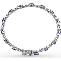 Tennis Bracelet with Pear-Shaped Sapphires and Round Diamond Accents by Fana - 6.68 Carat Total Gemstone Weight