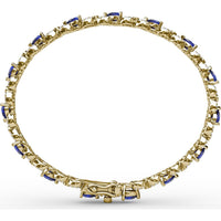 Tennis Bracelet with Pear-Shaped Sapphires and Round Diamond Accents by Fana - 6.68 Carat Total Gemstone Weight