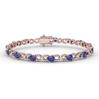 Tennis Bracelet with Pear-Shaped Sapphires and Round Diamond Accents by Fana - 6.68 Carat Total Gemstone Weight
