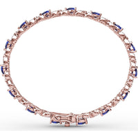 Tennis Bracelet with Pear-Shaped Sapphires and Round Diamond Accents by Fana - 6.68 Carat Total Gemstone Weight