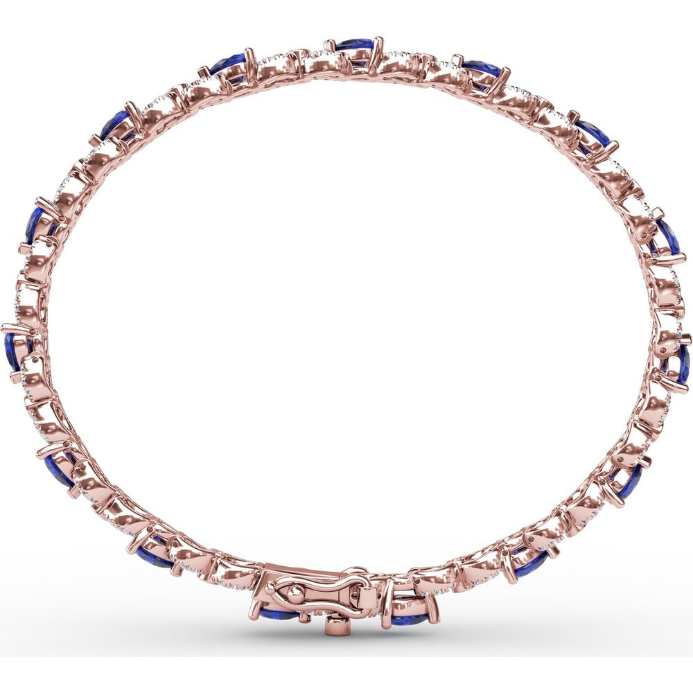 Tennis Bracelet with Pear-Shaped Sapphires and Round Diamond Accents by Fana - 6.68 Carat Total Gemstone Weight