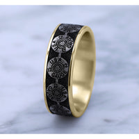 The 12 Gauge Men's Wedding Band in 14K Yellow Gold and Grey/Black Titanium - 7.5mm Width by Brook and Branch