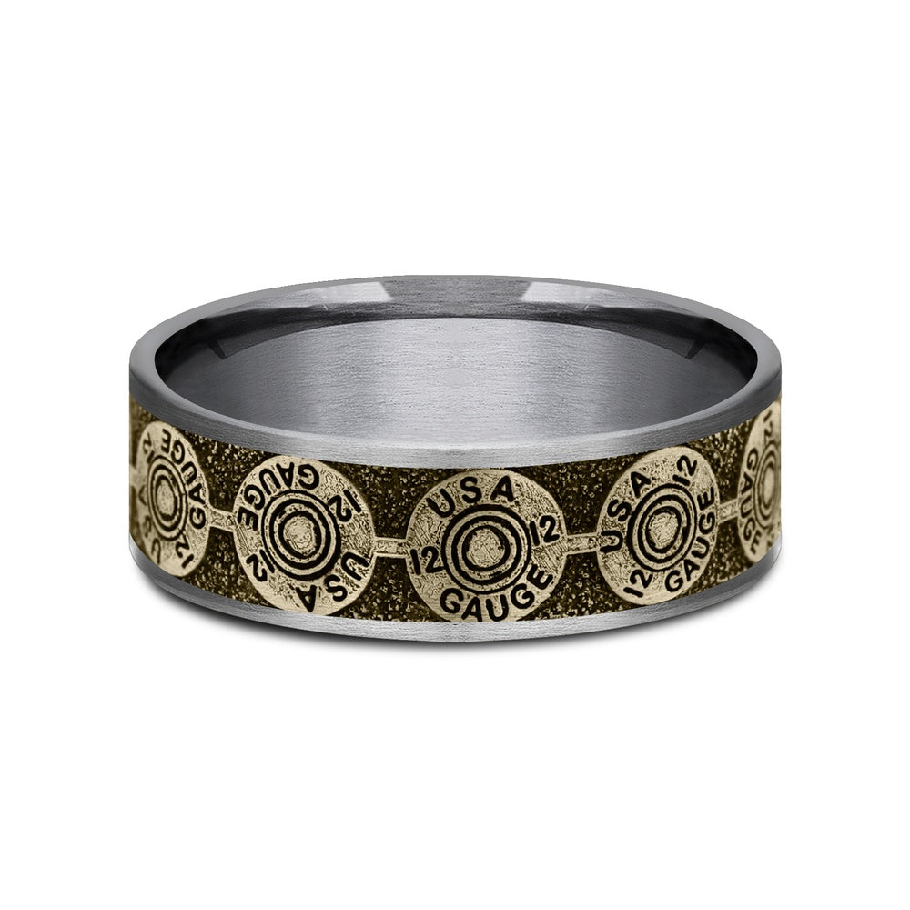 The 12 Gauge Men's Wedding Band in Grey Tantalum and 14K Yellow Gold - 7.5mm Width by Brook and Branch