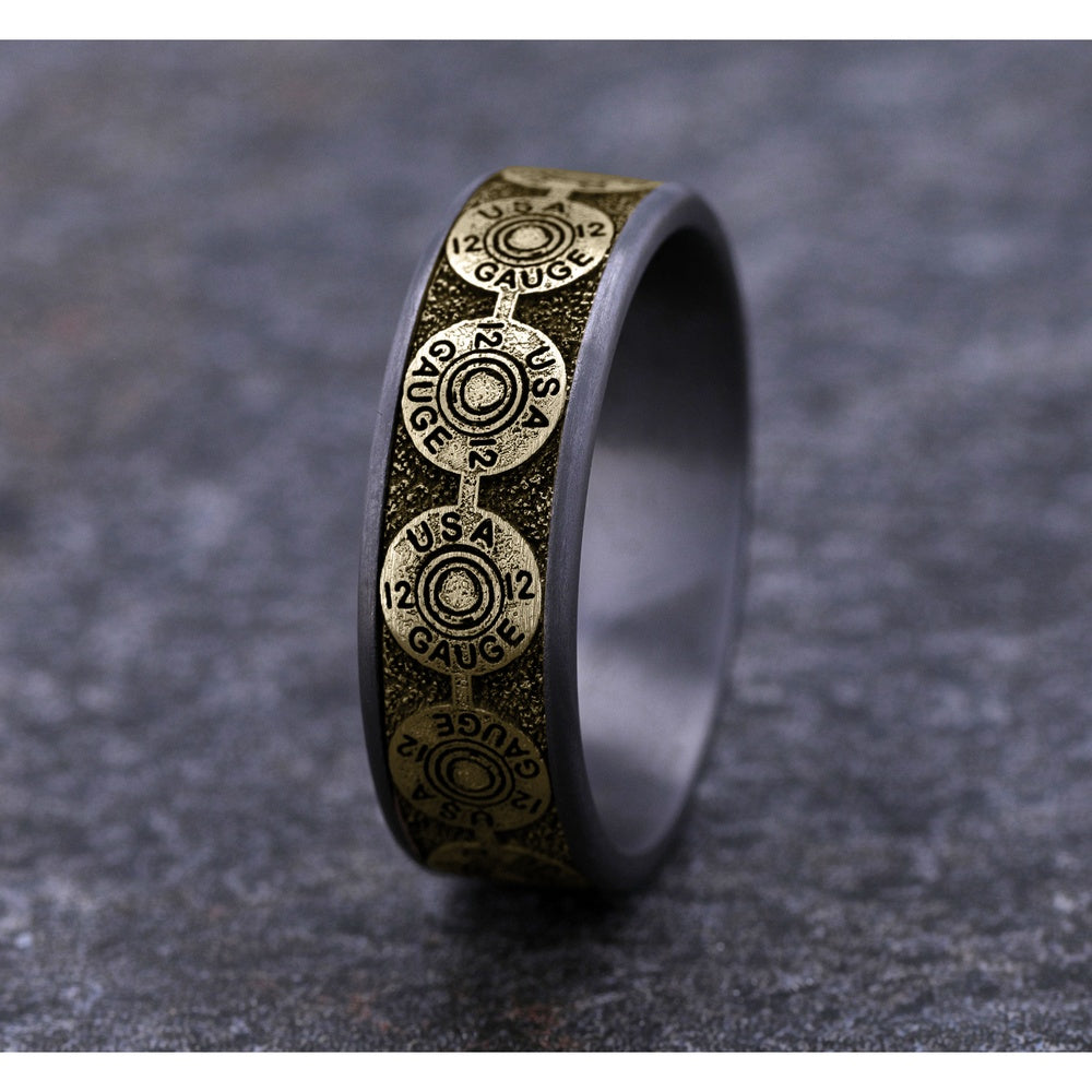 The 12 Gauge Men's Wedding Band in Grey Tantalum and 14K Yellow Gold - 7.5mm Width by Brook and Branch
