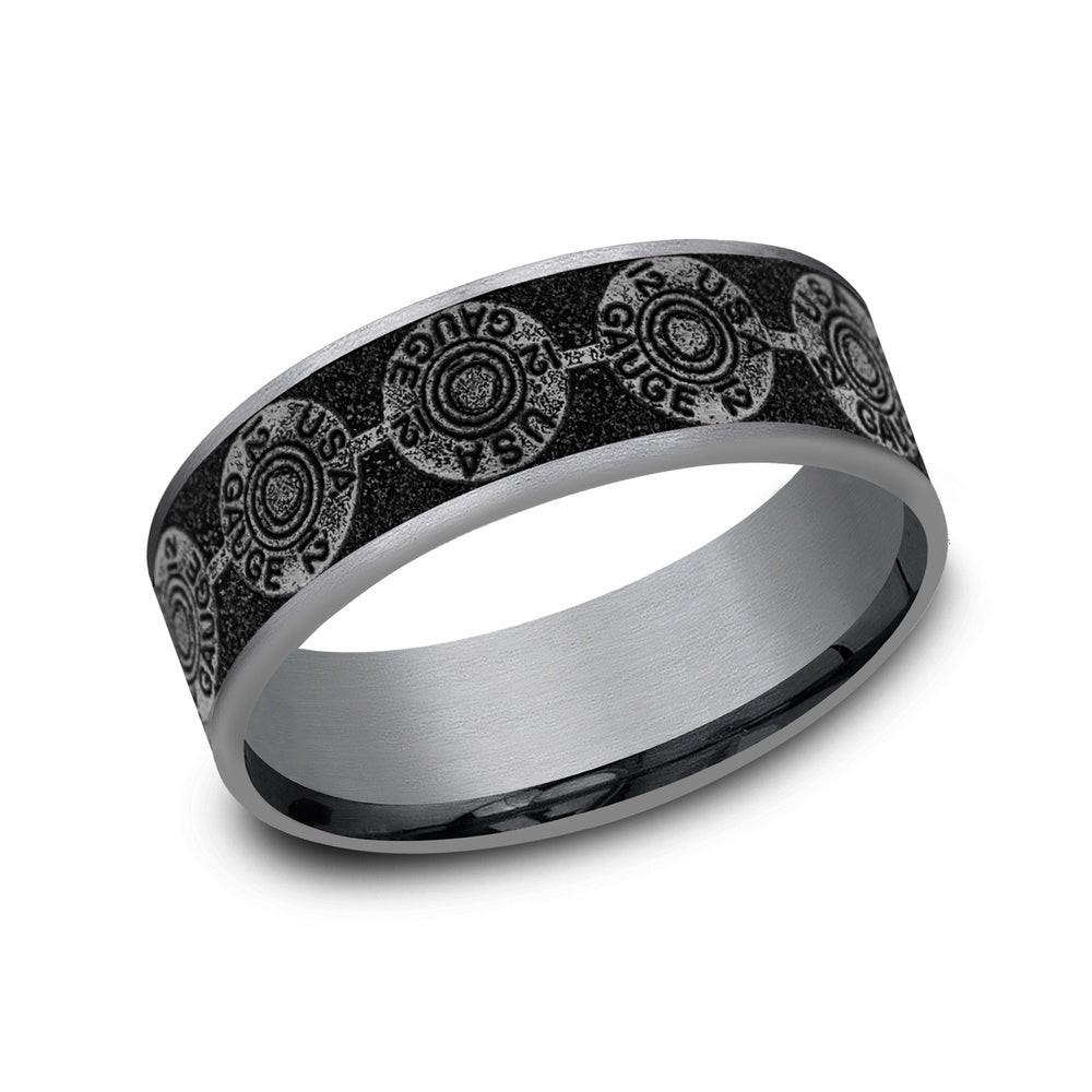 The 12 Gauge Men's Wedding Band in Grey Tantalum and Grey/Black Titanium - 7.5mm Width by Brook and Branch