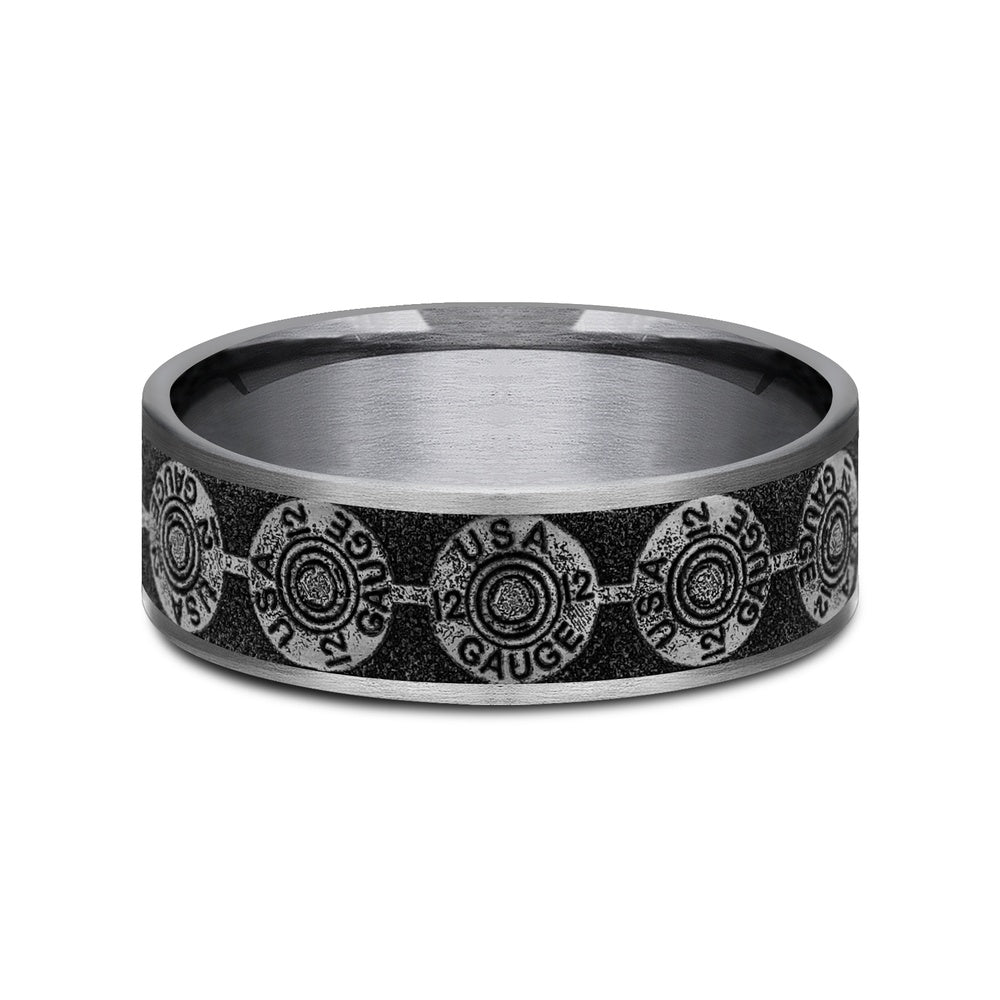 The 12 Gauge Men's Wedding Band in Grey Tantalum and Grey/Black Titanium - 7.5mm Width by Brook and Branch
