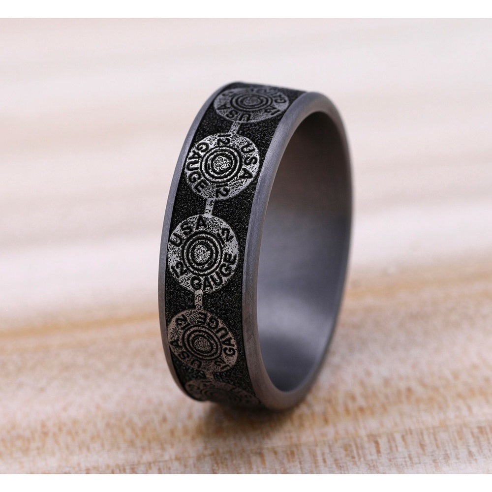 The 12 Gauge Men's Wedding Band in Grey Tantalum and Grey/Black Titanium - 7.5mm Width by Brook and Branch