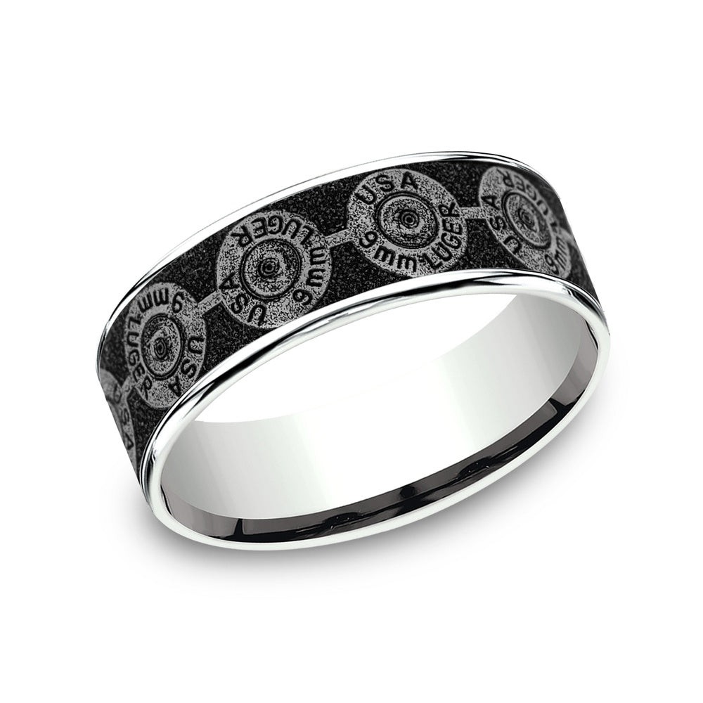 The 9Mm Men's Wedding Band in 14K White Gold and Grey/Black Titanium - 7.5mm Width by Brook and Branch