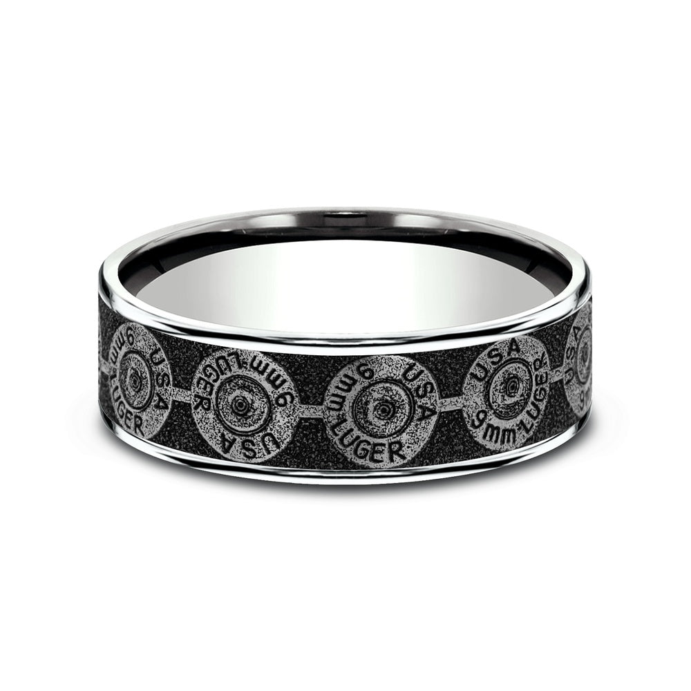 The 9Mm Men's Wedding Band in 14K White Gold and Grey/Black Titanium - 7.5mm Width by Brook and Branch