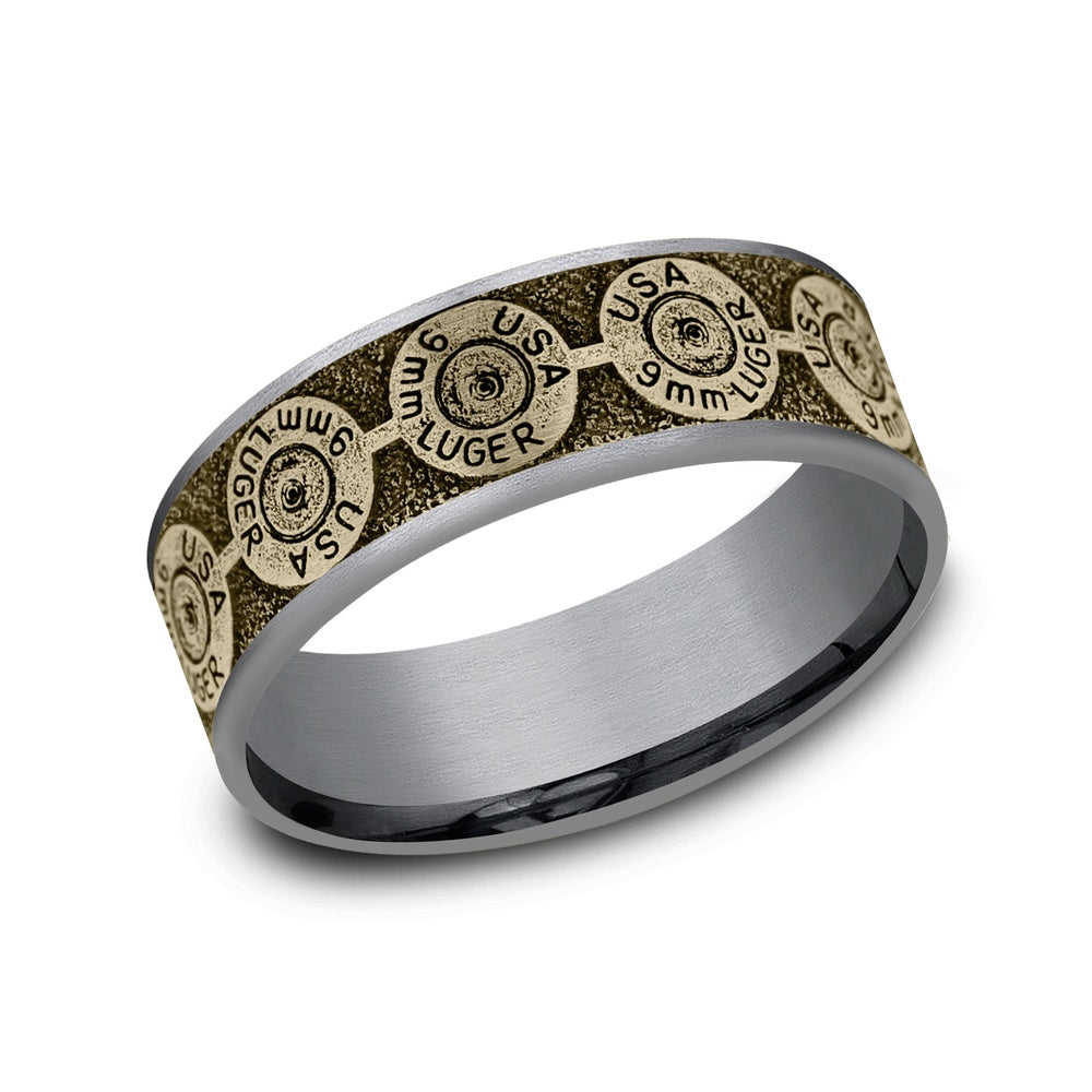 The 9Mm Men's Wedding Band in Grey Tantalum and 14K Yellow Gold - 7.5mm Width by Brook and Branch